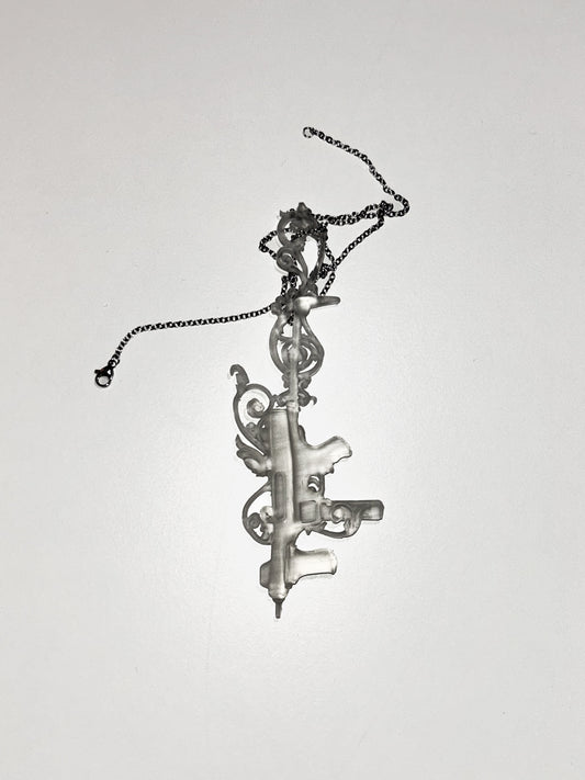 .:. (02) TRANSPARENT RESIN SUBMACHINE GUN PENDANT .:.
